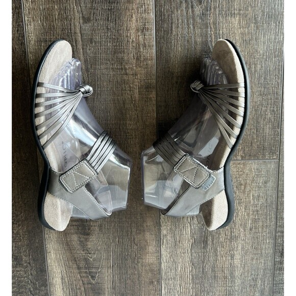 Vionic Talulah Women's Sz 7 Pewter Leather Strappy Comfort Sandals Orthotic - Picture 4 of 8
